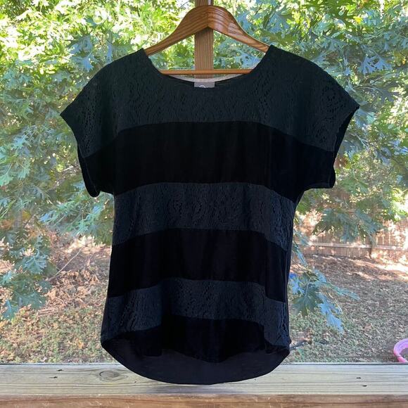 Anthropologie Dolan Left Coast Black Velvet and Lace Top Size S - Picture 1 of 7